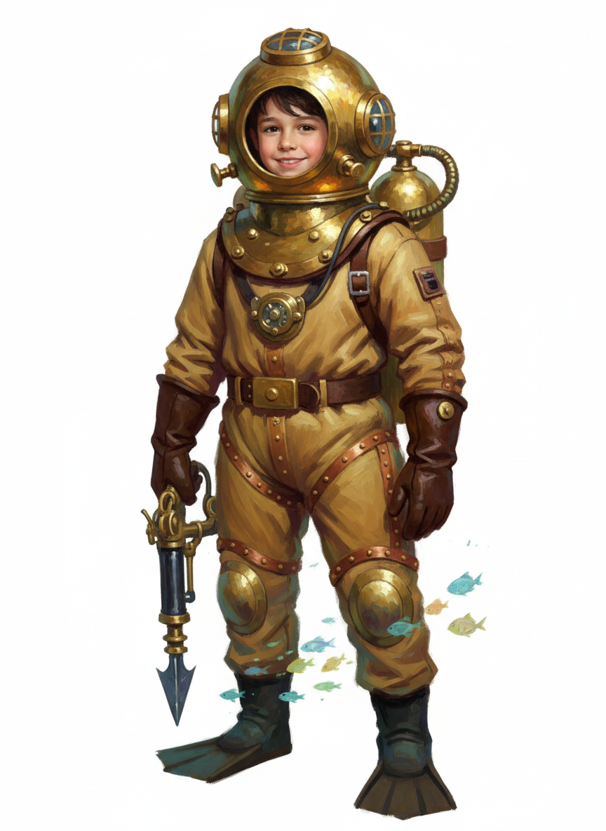 Andrew the Aqua Explorer - Impressionist Painting