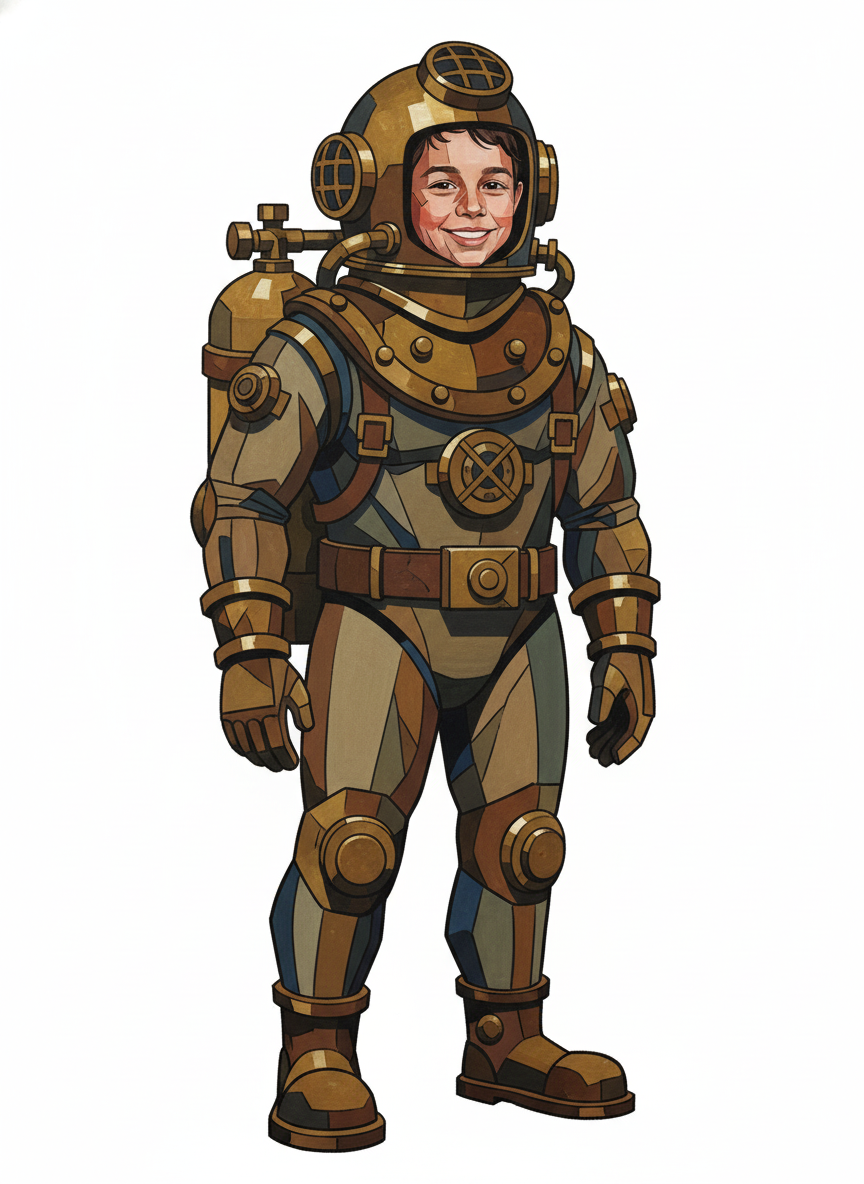 Andrew the Aqua Explorer - Cubist Painting