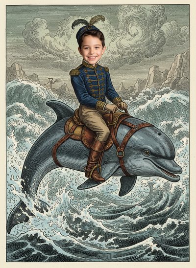 Andrew's Dolphin Adventures 🌊 - Victorian Illustration