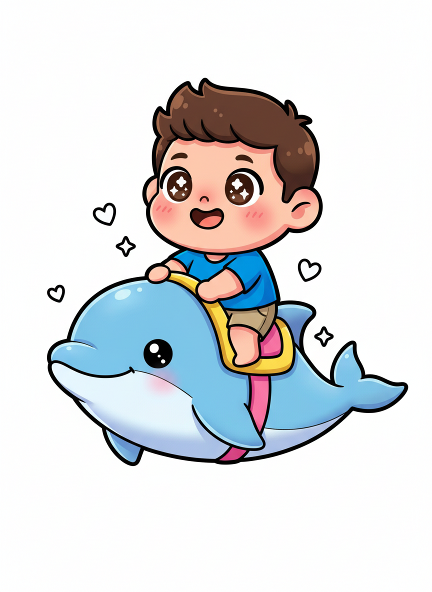 Andrew the Dolphin Rider - Kawaii Cute