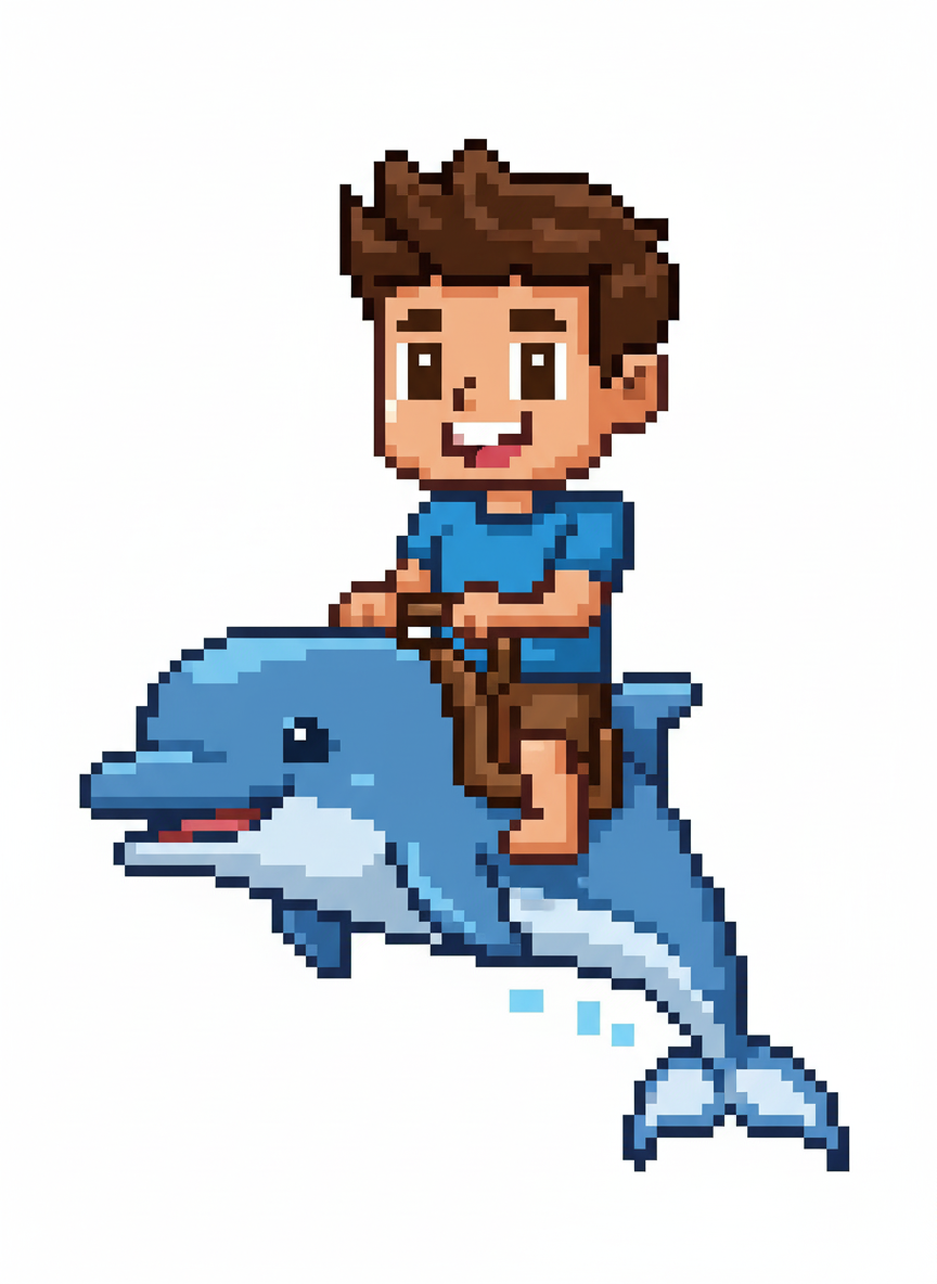 Andrew the Dolphin Rider - Pixel Art