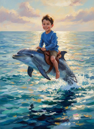 Andrew's Dolphin Adventures 🌊 - Impressionist Painting