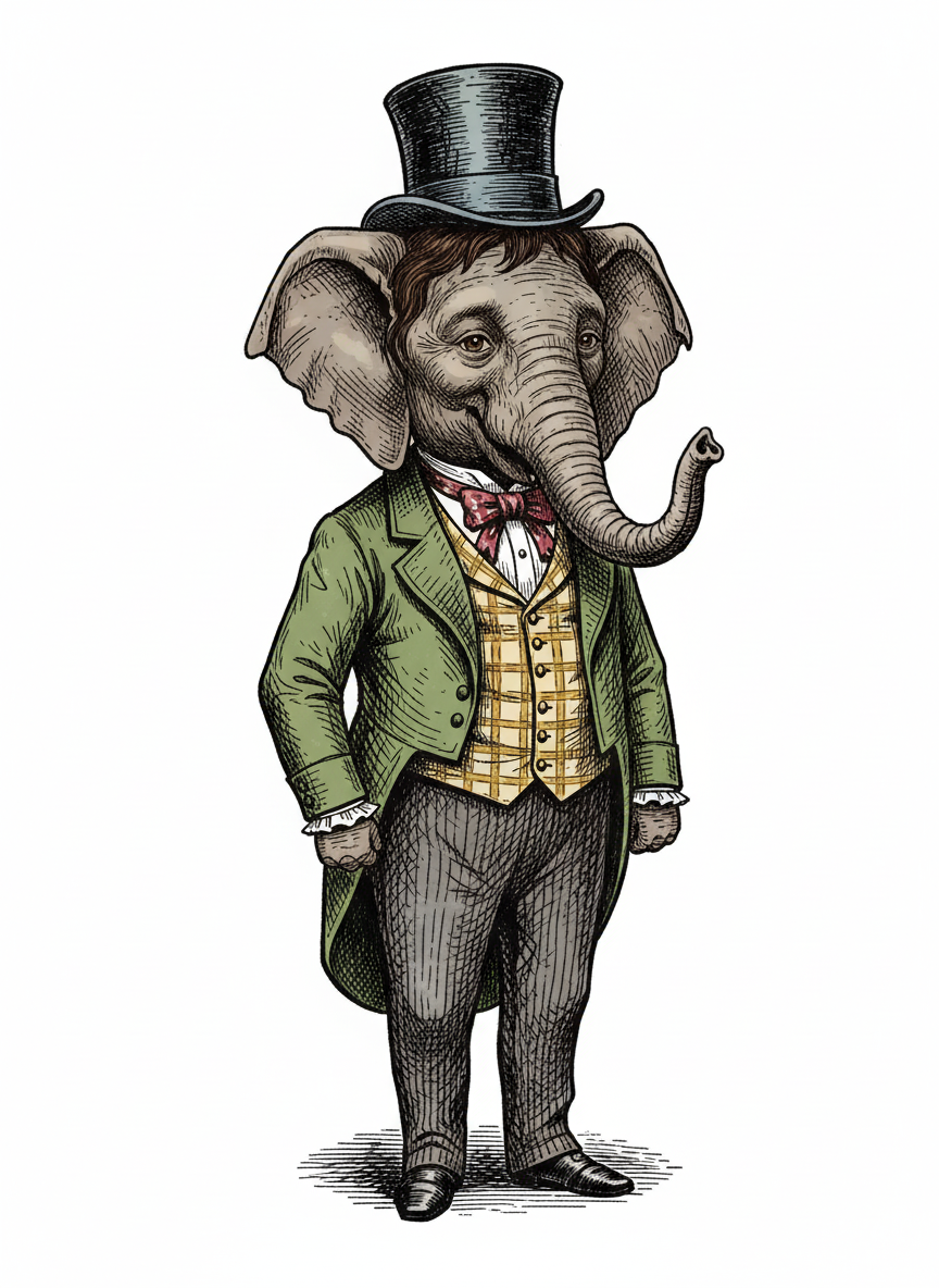 Andrew the Elephant - Victorian Illustration
