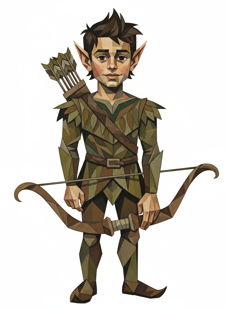 Andrew the Elfin Archer - Cubist Painting