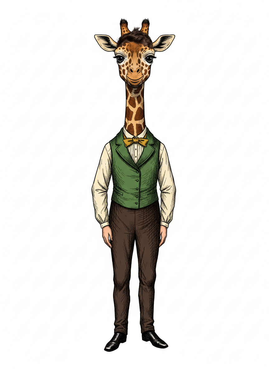Giraffe Andrew - Victorian Illustration