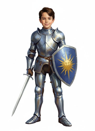 My Wee Lad as a Knight - Impressionist Painting