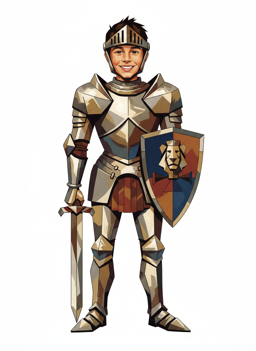 Sir Andrew the Brave - Cubist Painting