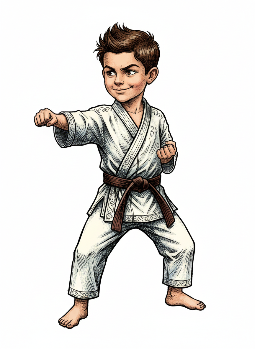 Andrew the Karate Kid - Victorian Illustration