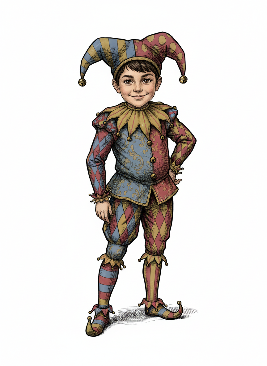 Andrew the Jolly Jester - Victorian Illustration