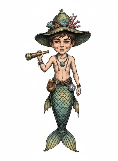 Andrew's Ocean Adventure 🧜‍♂️ - Victorian Illustration