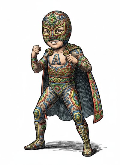 My Wee Luchador Lad - Victorian Illustration