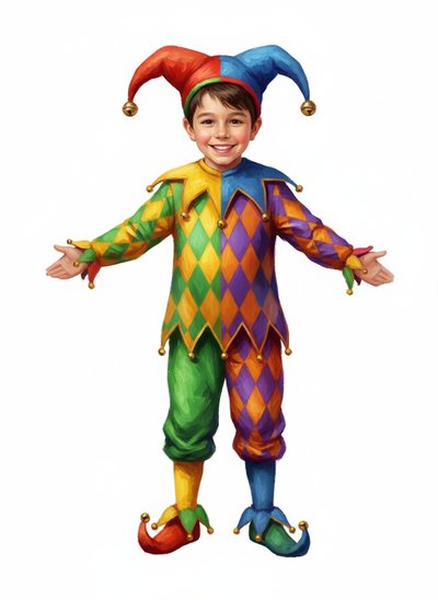 My Wee Lad as a Jester 🎭 - Impressionist Painting