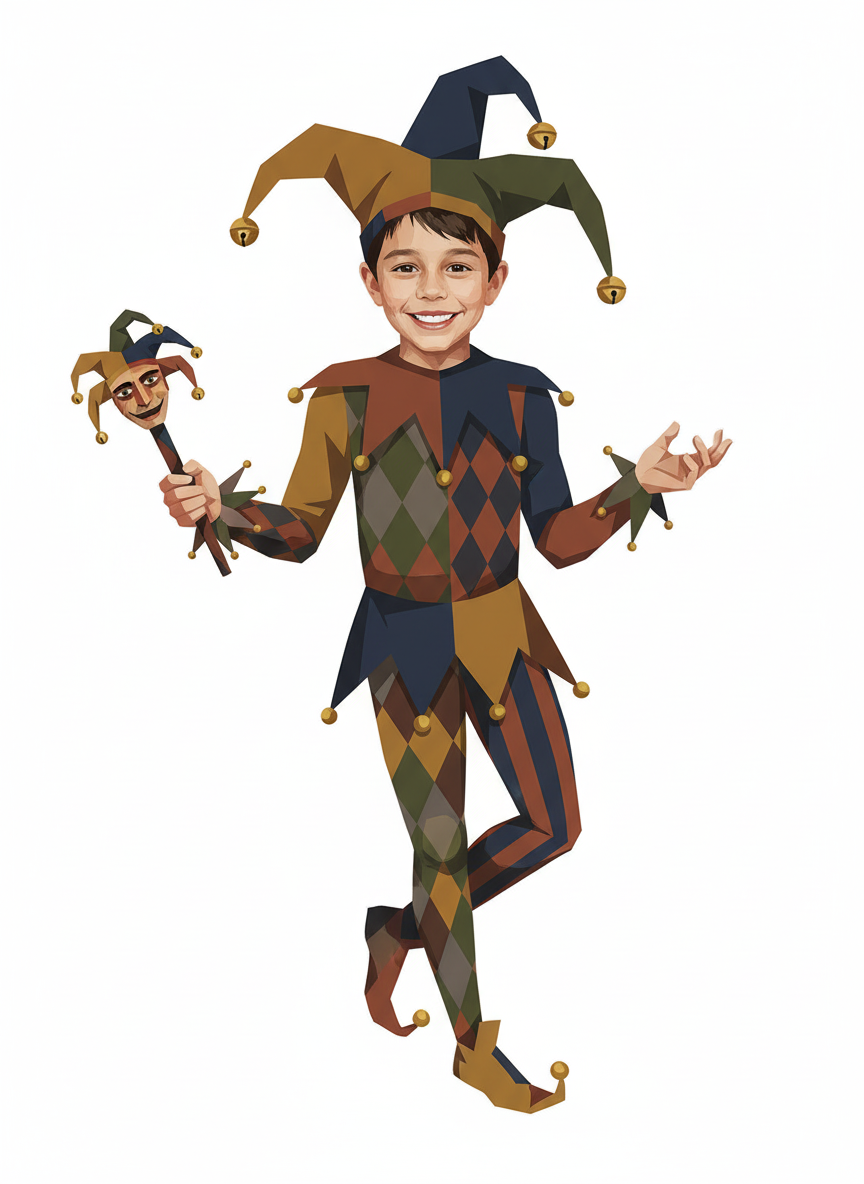 Andrew the Jolly Jester - Cubist Painting