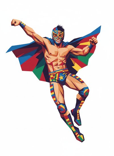 My Wee Luchador Lad - Cubist Painting