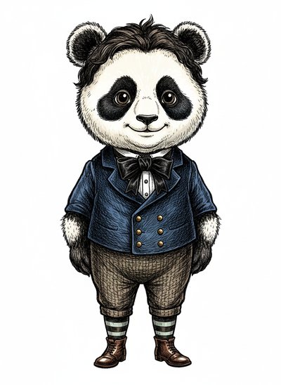Andrew's Panda Adventure 🐼 - Victorian Illustration