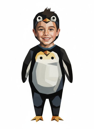 Andrew's Penguin Parade 🐧 - Cubist Painting