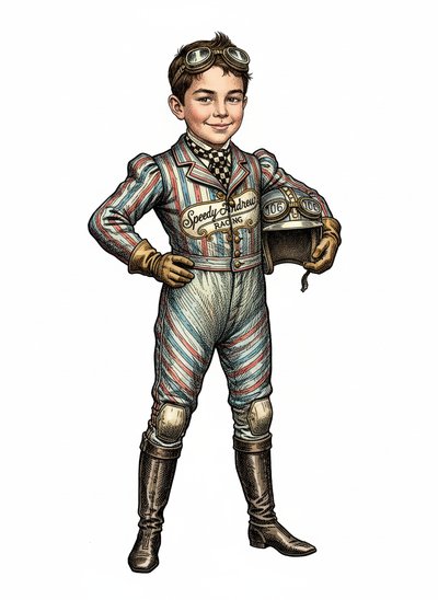 Andrew's Racing Adventures 🚗 - Victorian Illustration