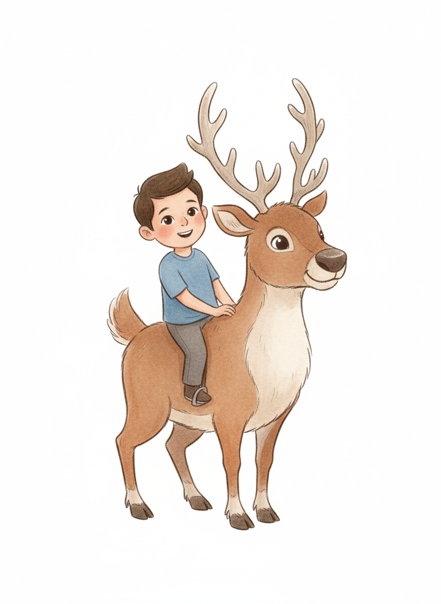Andrew the Reindeer Rider - Gentle Pencil