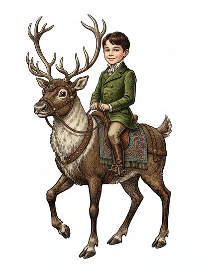 Andrew's Reindeer Adventure 🦌 - Victorian Illustration