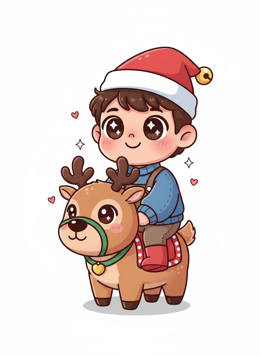Andrew the Reindeer Rider - Kawaii Cute