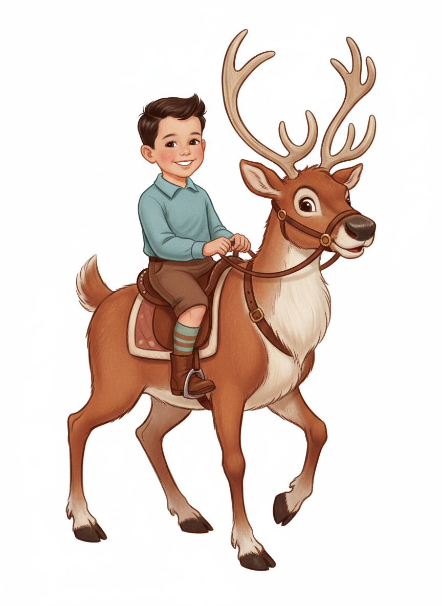 Andrew the Reindeer Rider - Vintage Storybook