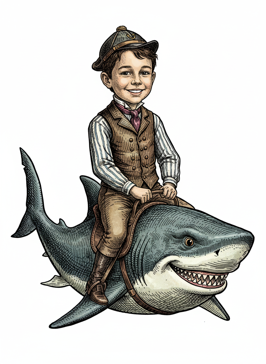 Andrew the Smiling Shark - Victorian Illustration