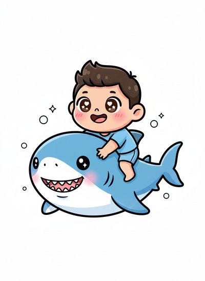 My Wee Lad's Shark Adventure - Kawaii Cute