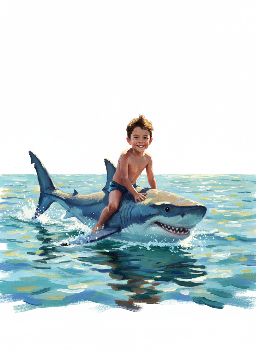 Andrew the Smiling Shark - Impressionist Painting
