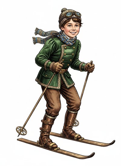 Andrew's Alpine Adventures ⛷️ - Victorian Illustration