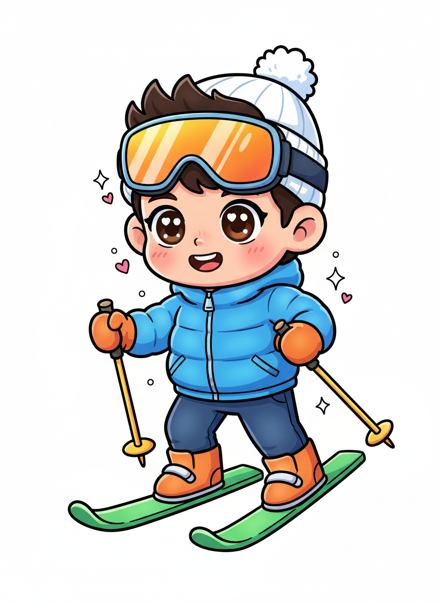 Andrew the Skiing Superstar - Kawaii Cute