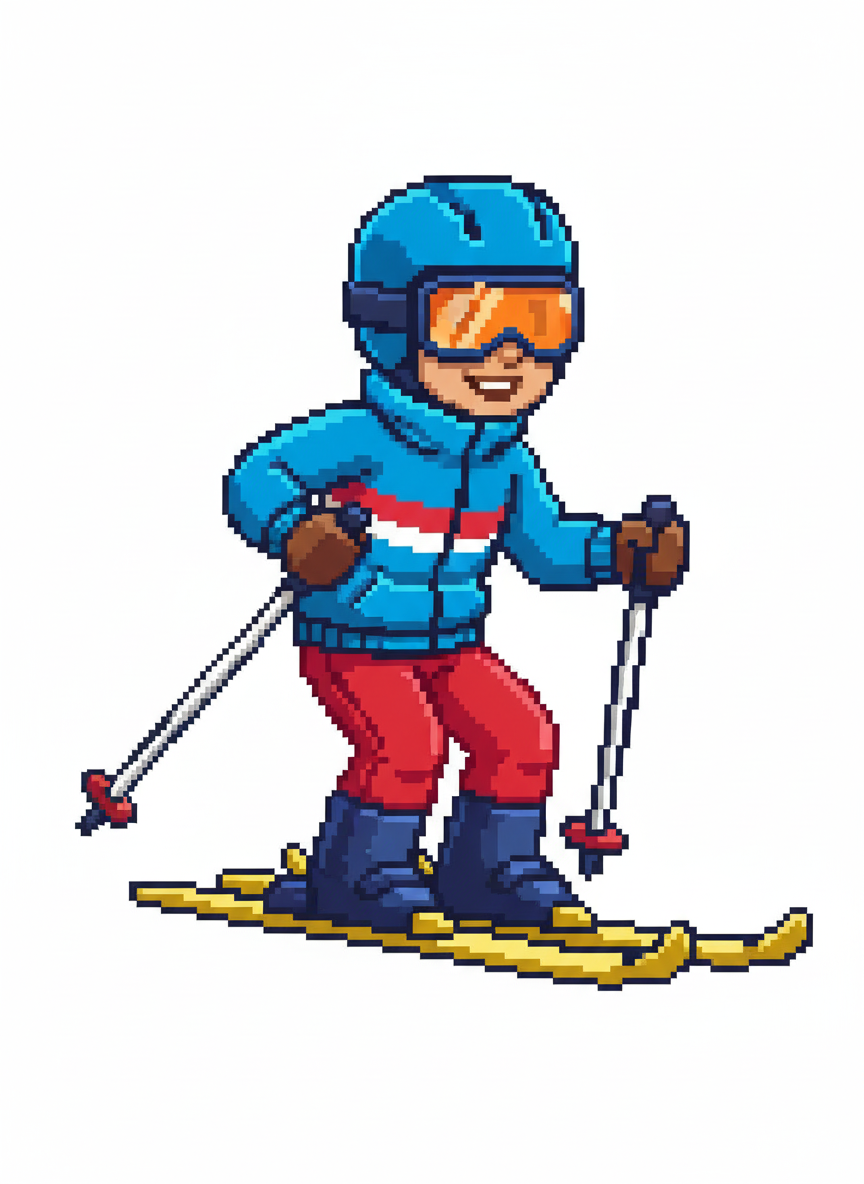 Andrew the Skiing Superstar - Pixel Art
