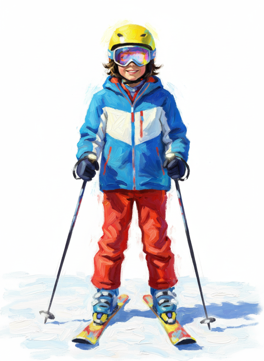 Andrew the Skiing Superstar - Impressionist Painting