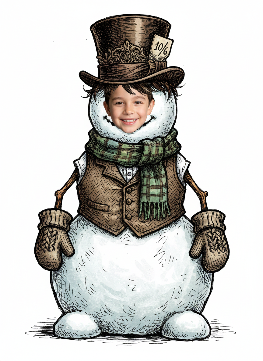 Snowdrew the Snowman - Victorian Illustration