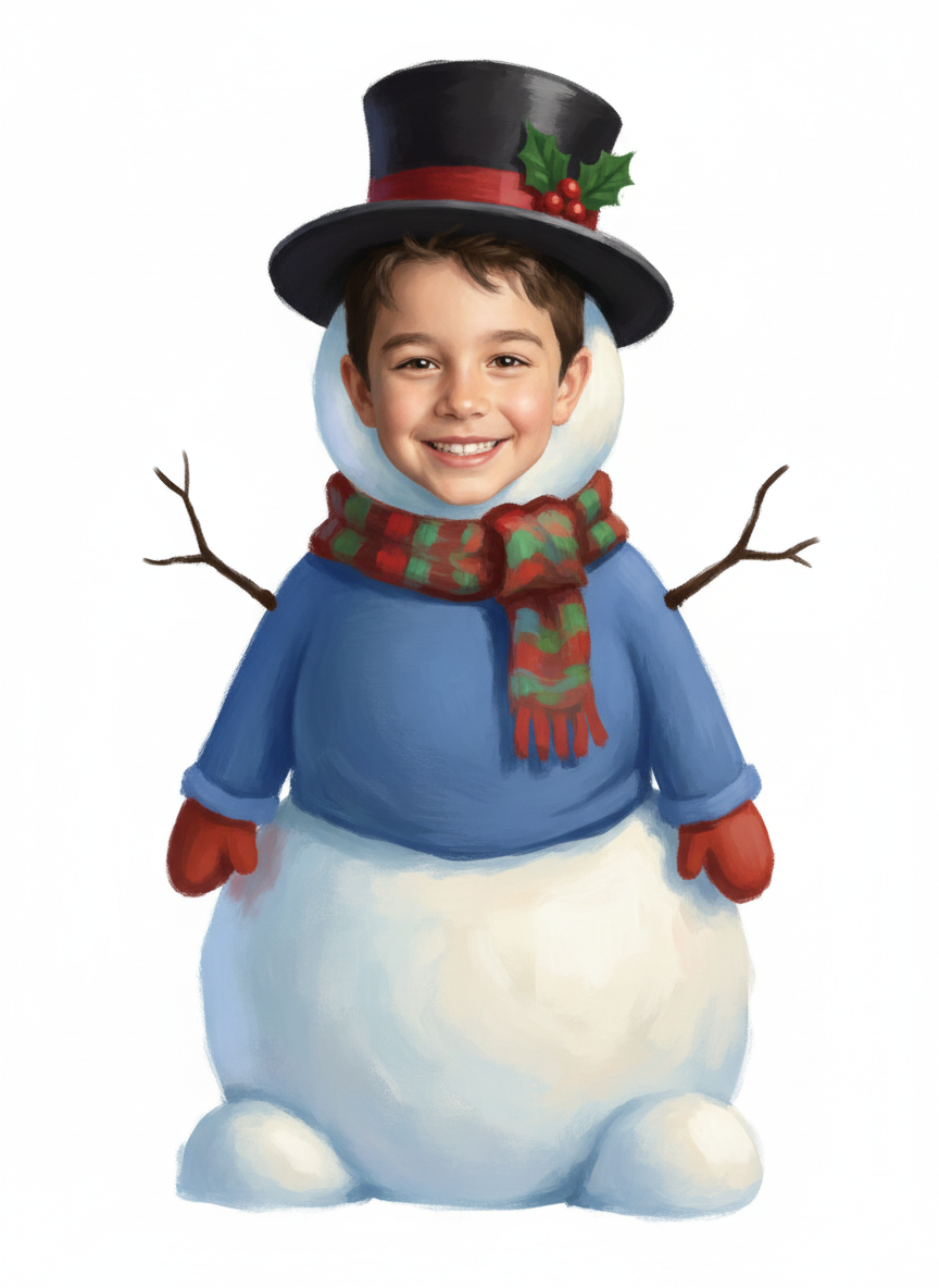 Snowdrew the Snowman - Impressionist Painting