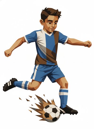 Andrew's Soccer Star Dreams ⚽ - Cubist Painting