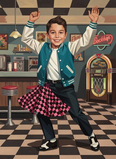 My Wee Lad's Hop Dreams - Cubist Painting