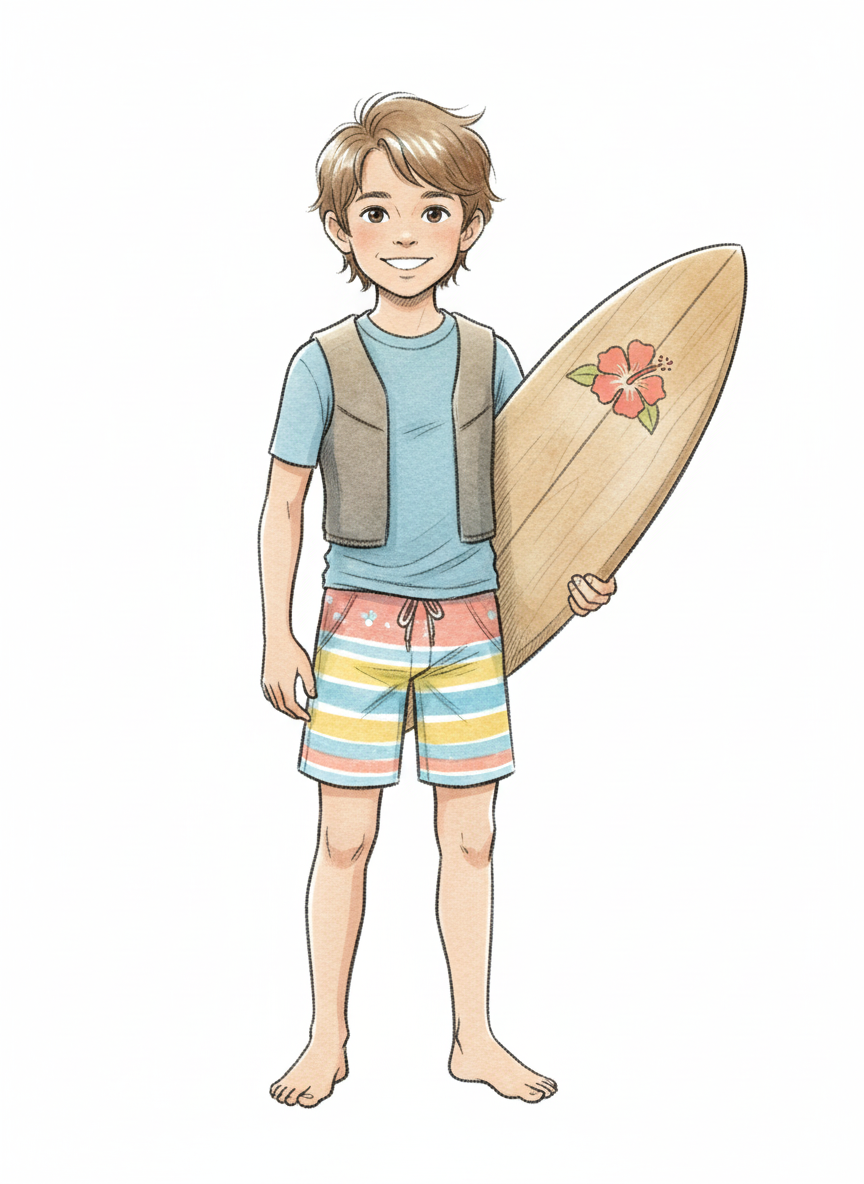 Andrew the Surf Champion - Gentle Pencil