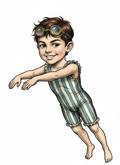 My Wee Lad the Swimmer 🌊 - Victorian Illustration