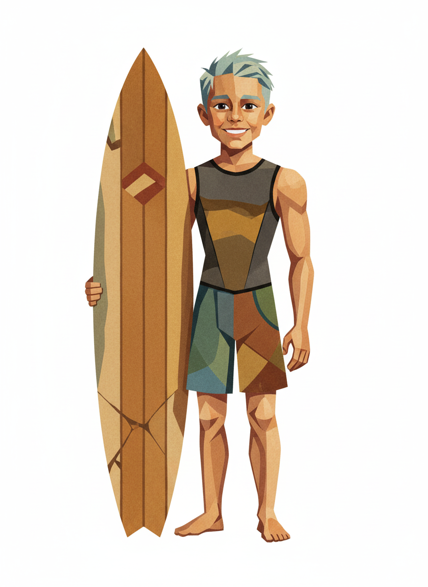 Andrew the Surf Champion - Cubist Painting