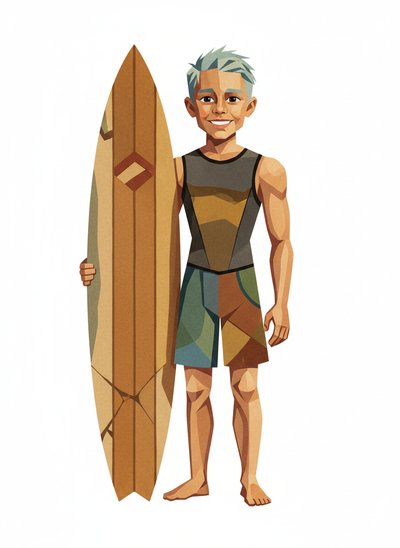 My Wee Surfer Lad 🌊 - Cubist Painting