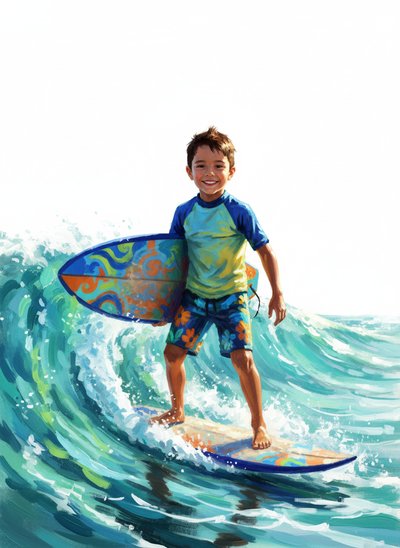Andrew's Surfer Adventures 🌊 - Impressionist Painting