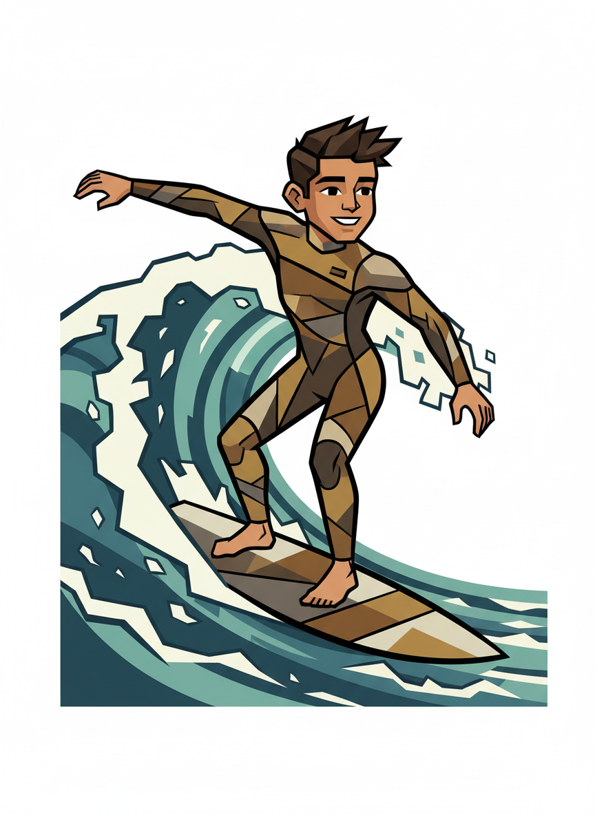 Andrew the Wave Rider - Cubist Painting