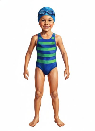 My Wee Lad the Swimmer 🌊 - Impressionist Painting