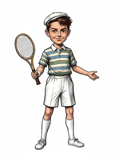 Andrew's Tennis Adventure 🎾 - Victorian Illustration