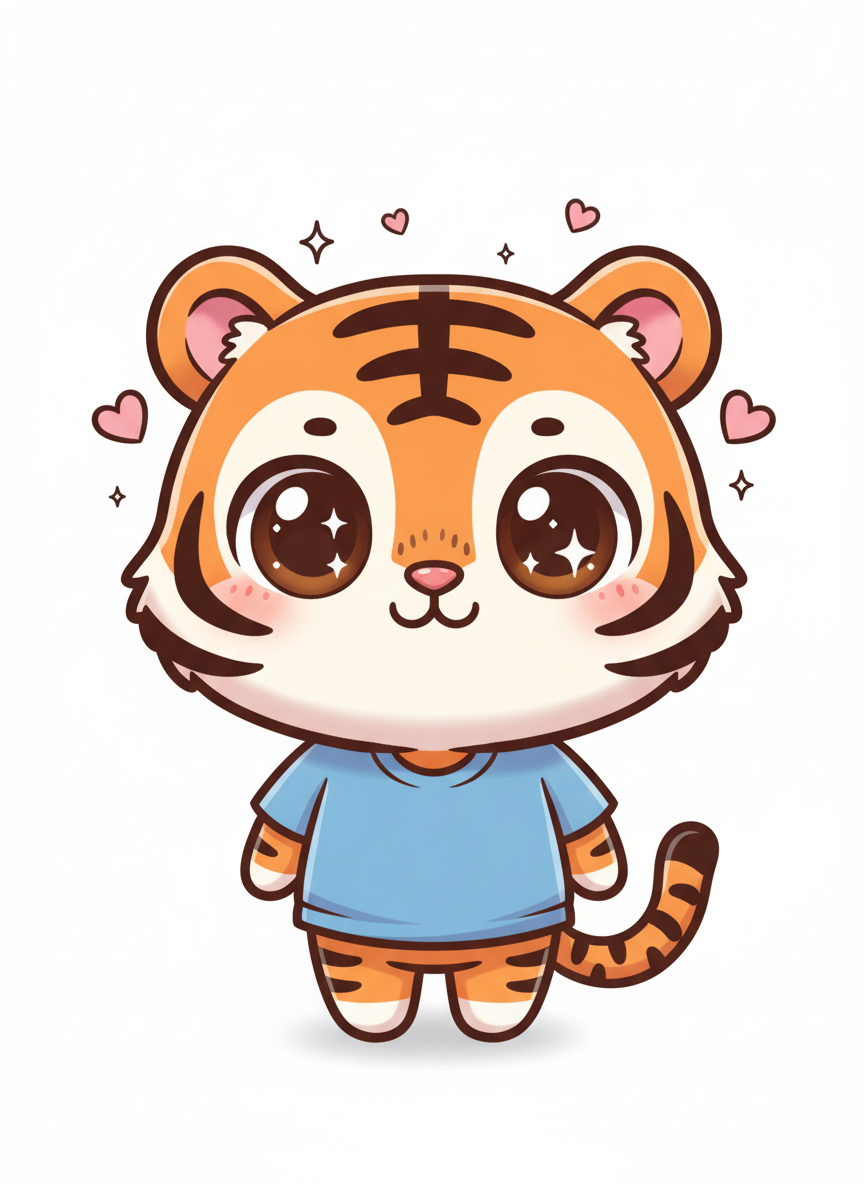 Andrew the Bold Tiger - Kawaii Cute