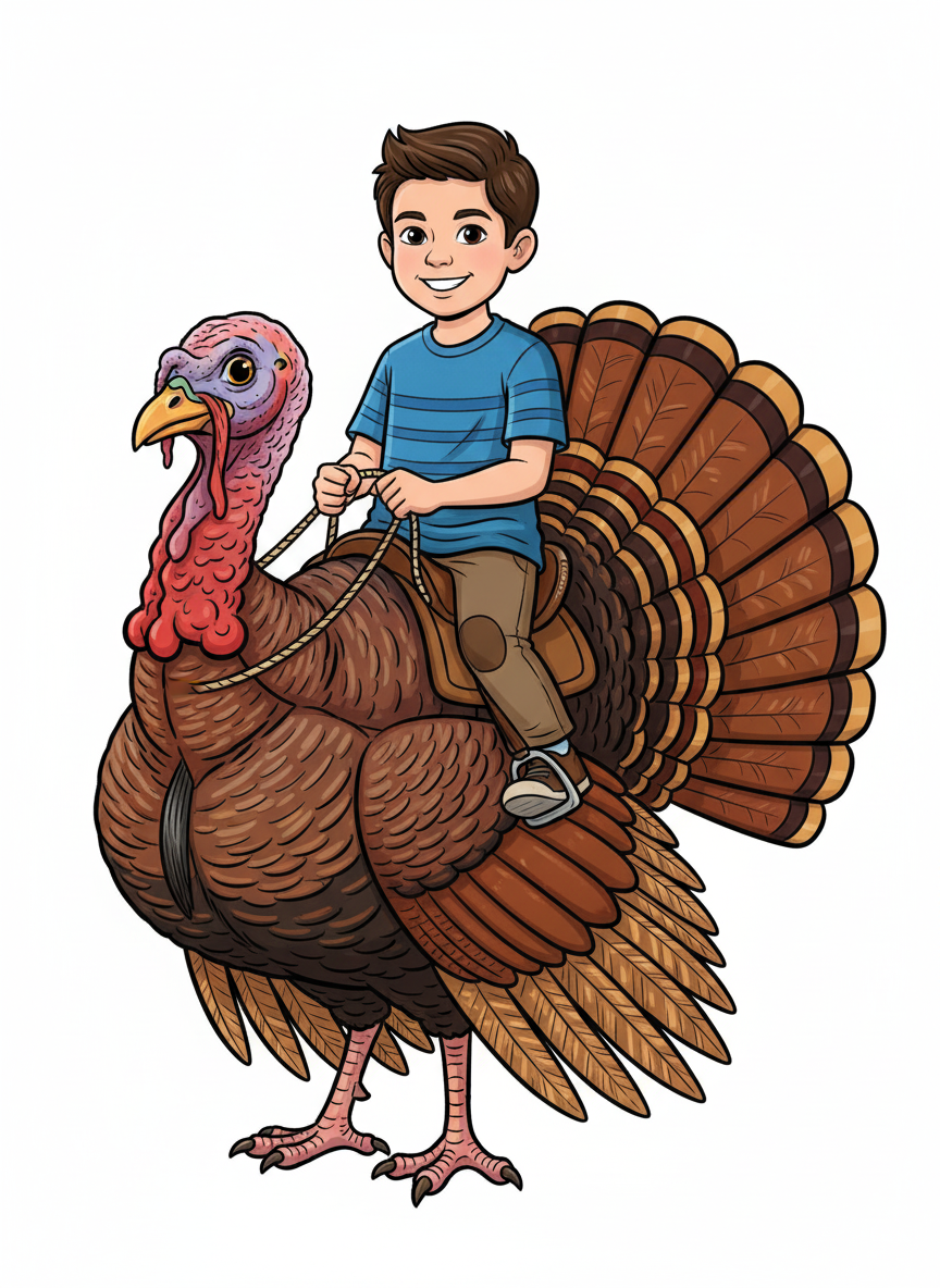 Turkey-riding Andrew - Classic Coloring Book