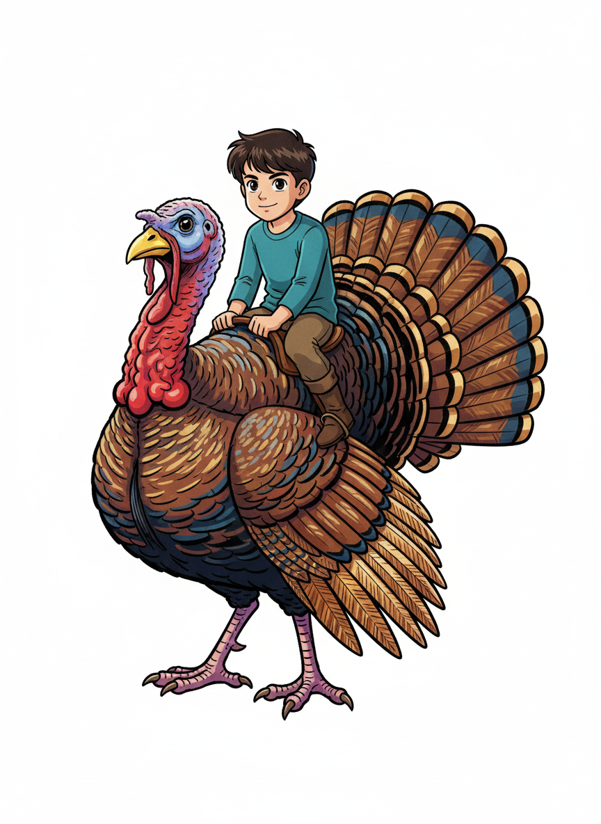 Turkey-riding Andrew - Classic Anime