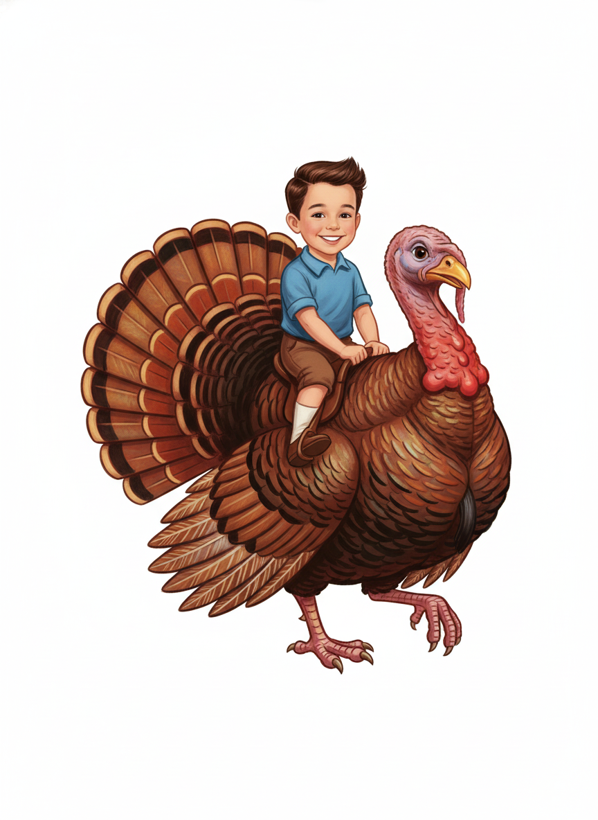 Turkey-riding Andrew - Vintage Storybook