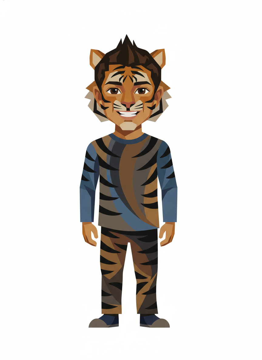 Andrew the Bold Tiger - Cubist Painting