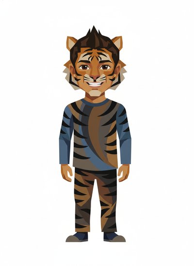 Andrew's Tiger Adventure 🐯 - Cubist Painting